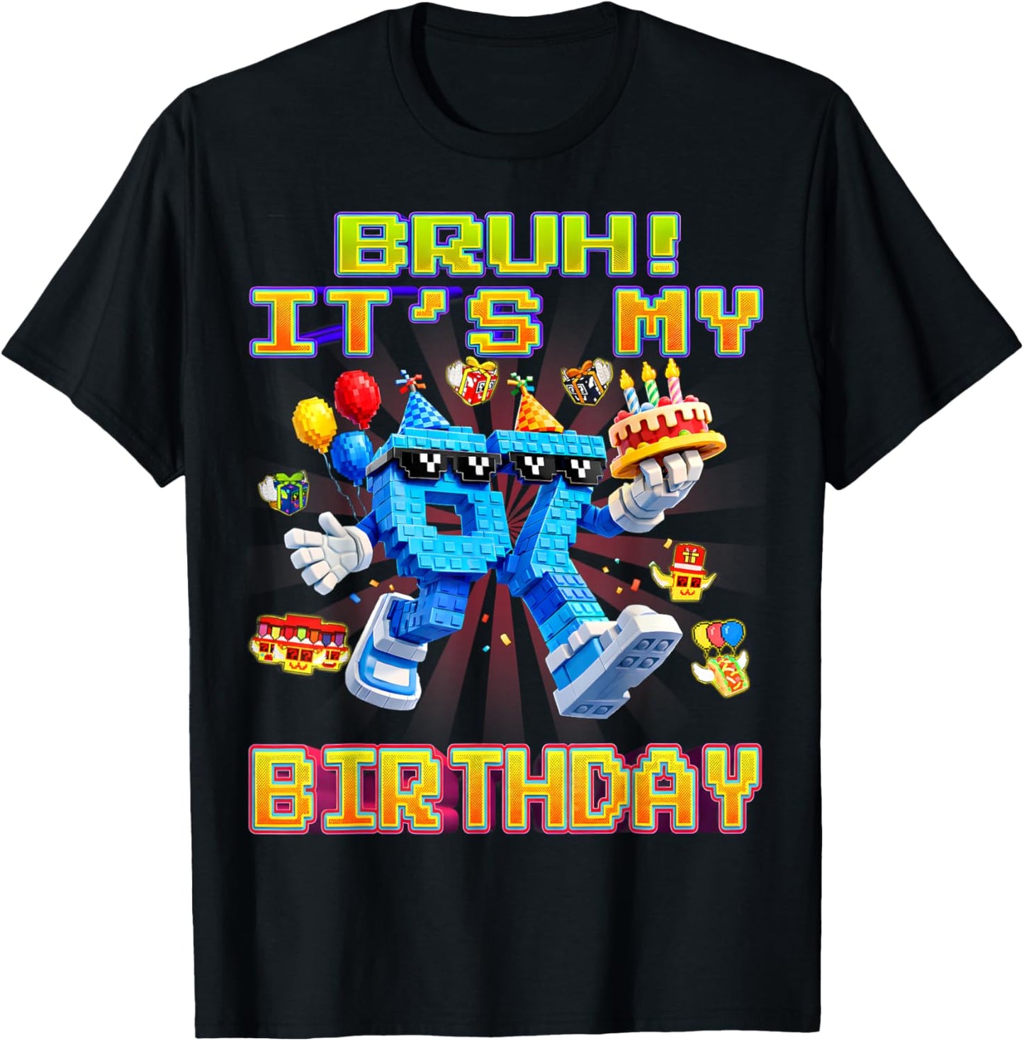 Bruh It's My Birthday Boy Funny Brainrot Gifts for Boys Kids T-Shirt - T-Shirt | Black