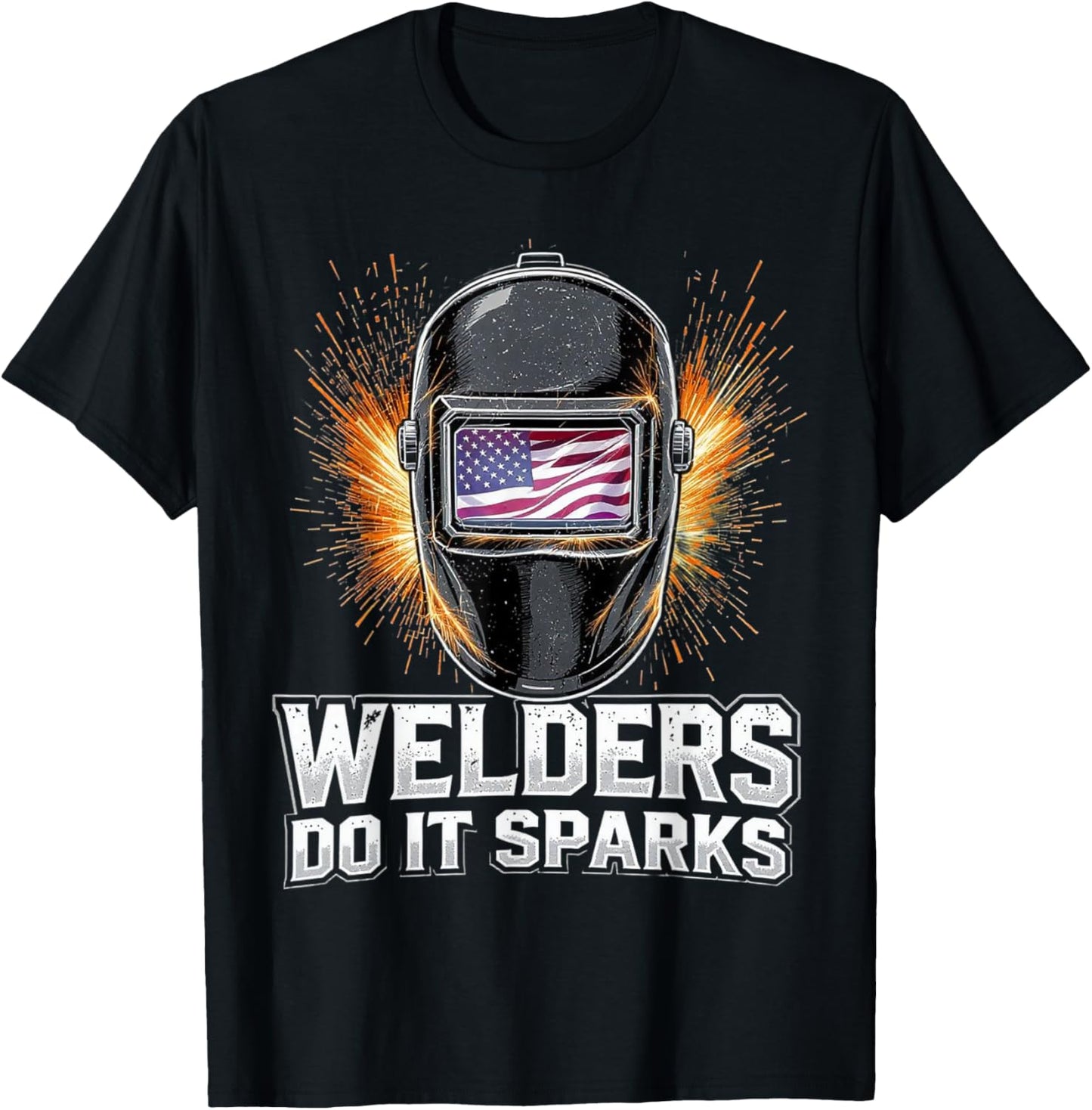 US Flag Welding Helmet Mig Tig Stick Welder Humor T-Shirt - T-Shirt | Black