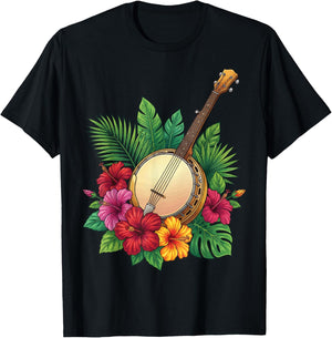 Banjo Flowers T-Shirt - T-Shirt | Black