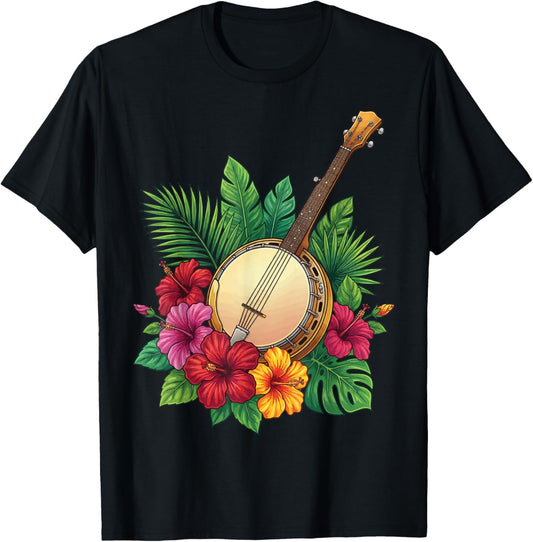 Banjo Flowers T-Shirt - T-Shirt | Black