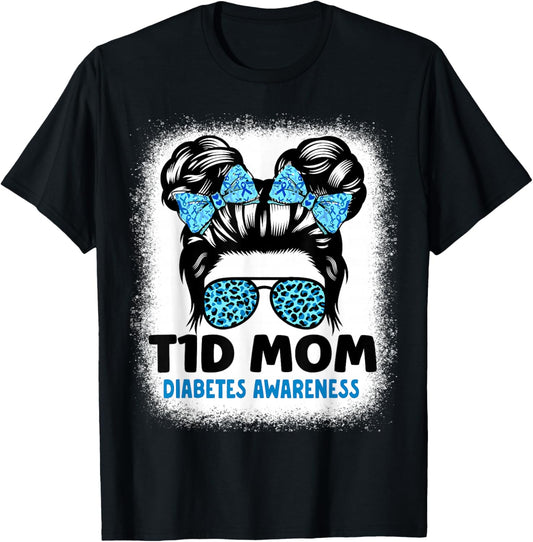 Type One Diabetes Awareness Mom Diabetic Mother T1D Mom T-Shirt - T-Shirt | Black