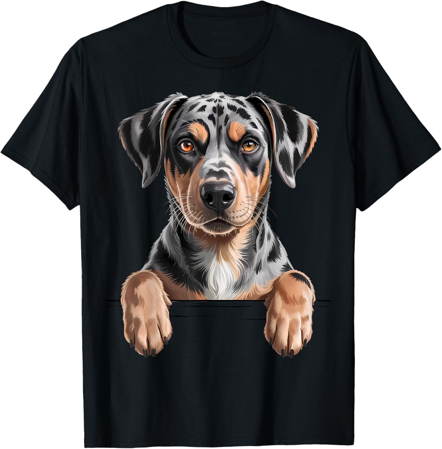 Catahoula Leopard Dog Cute Funny Peeking Puppy T-Shirt - T-Shirt | Black