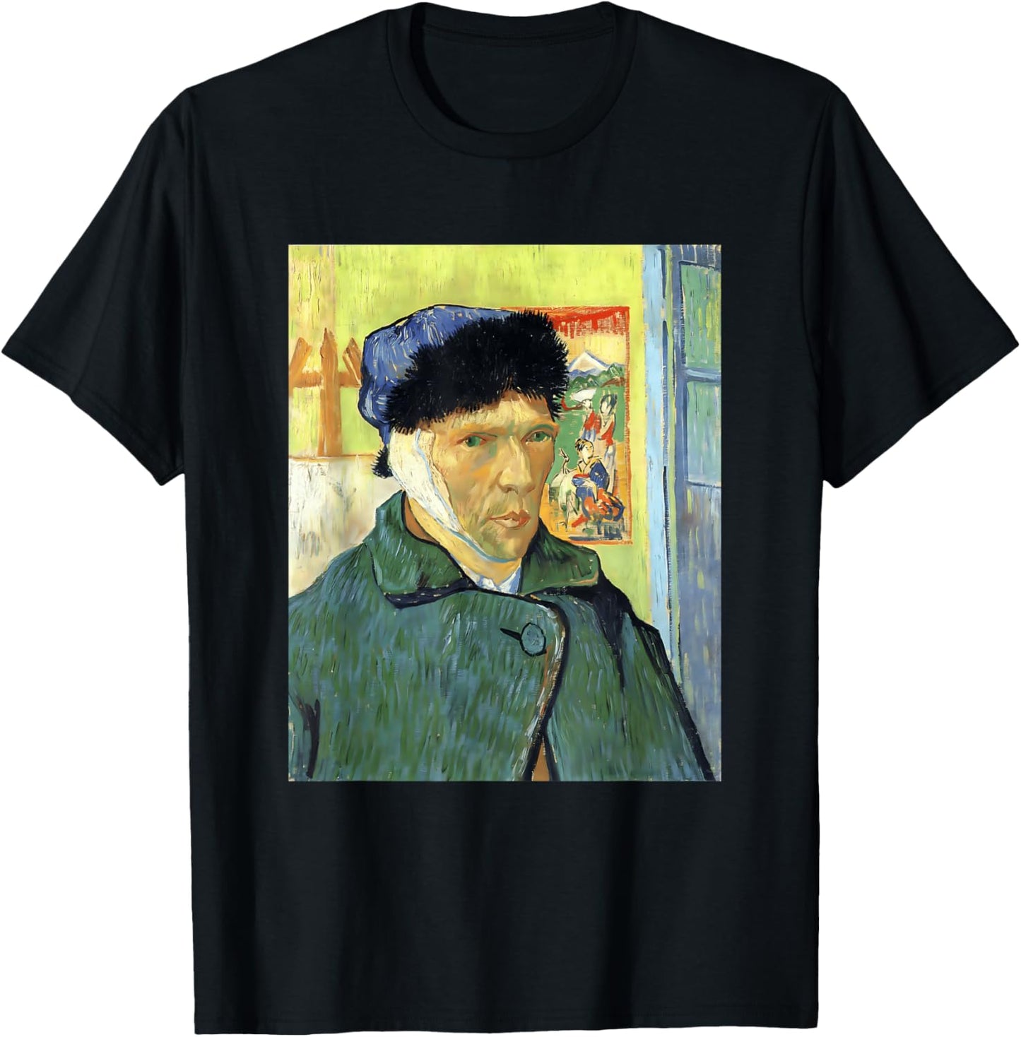 Self Portrait with Bandaged Ear by Vincent Van Gogh (1889) T-Shirt - T-Shirt | Black
