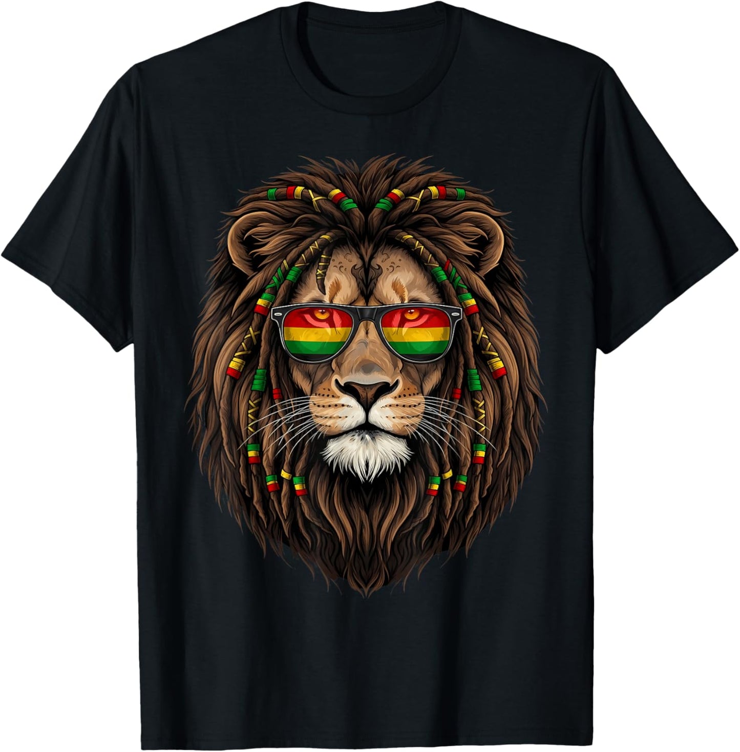 Jamaican Lion of Judah Rastafari Roots Rasta Reggae Music T-Shirt - T-Shirt | Black