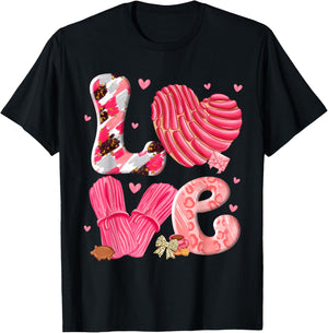 Concha Love Valentine's Day Mexican Sweet Pan Dulce Lover T-Shirt - T-Shirt | Black