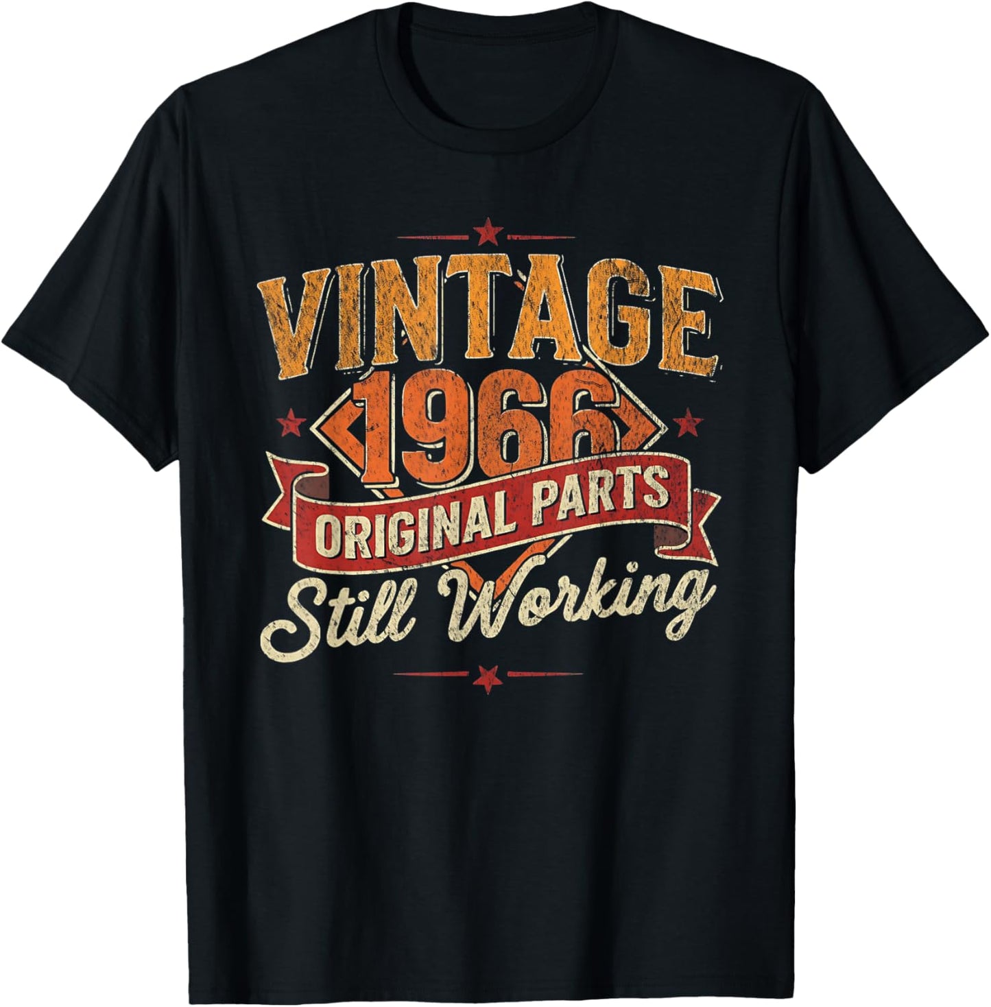 Vintage 1966 Original Parts Still Working Retro Birthday T-Shirt - T-Shirt | Black