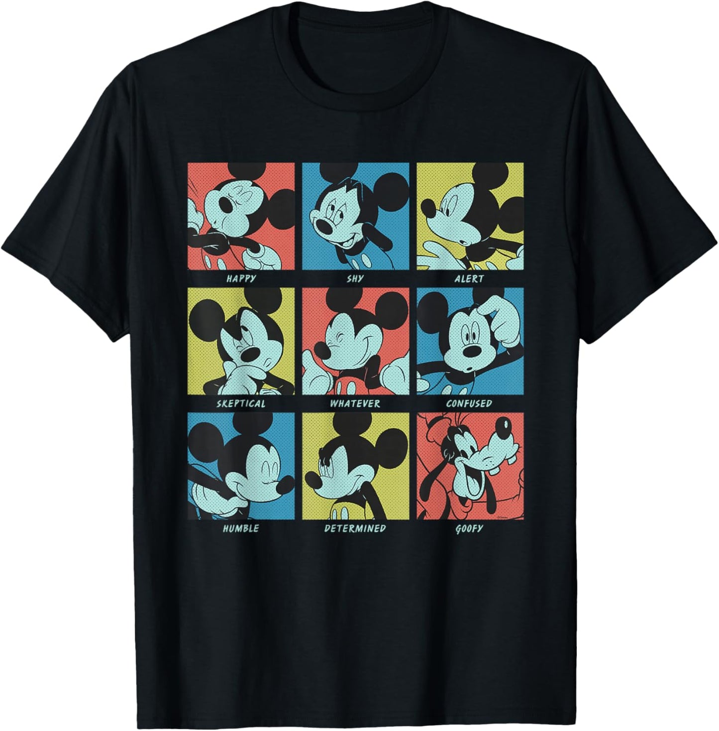 Disney Mickey Mouse and Goofy Current Mood Funny Retro Moods T-Shirt - T-Shirt | Black