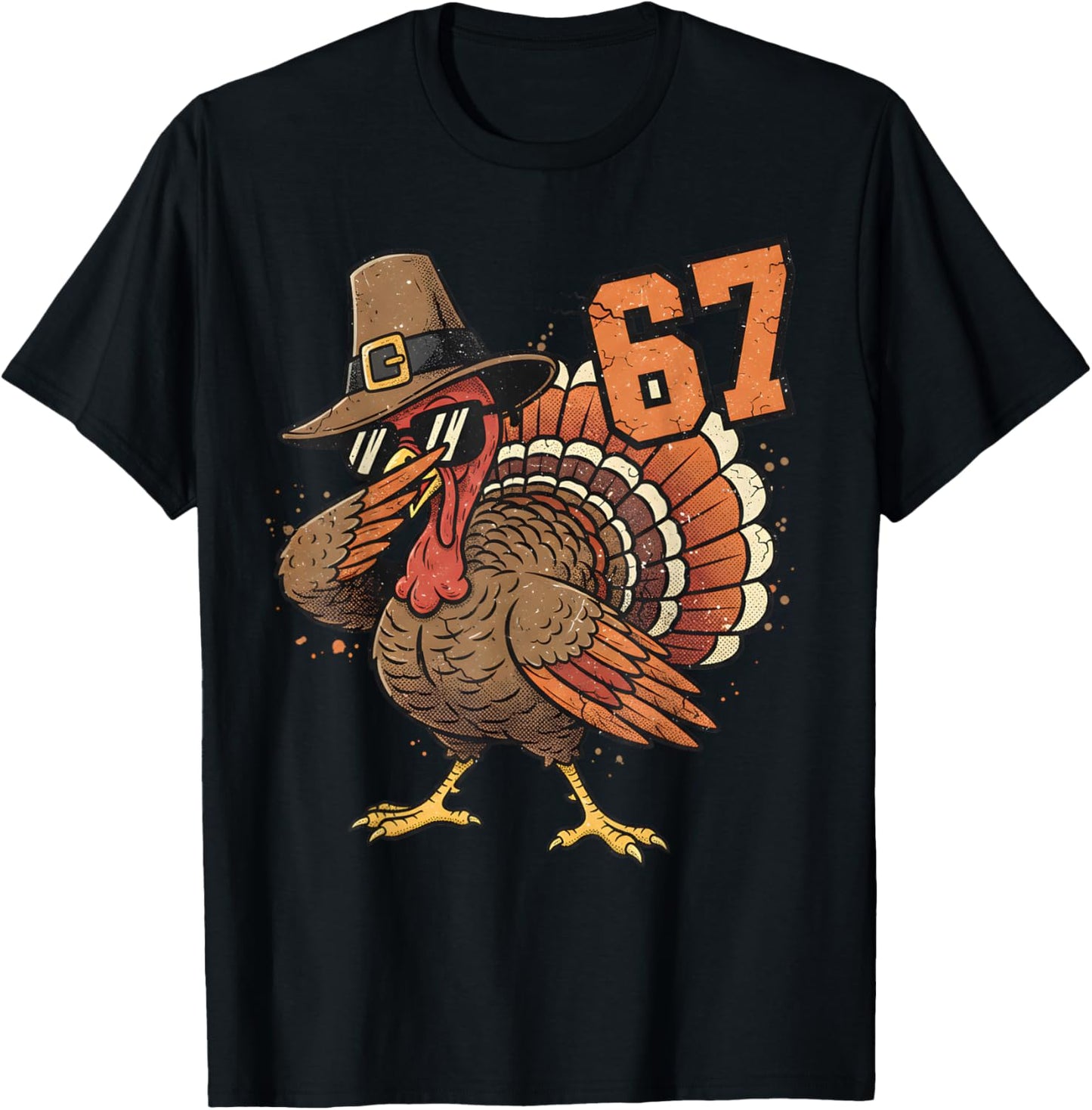67 Funny Thanksgiving Turkey Meme Six Seven 6 7 T-Shirt - T-Shirt | Black