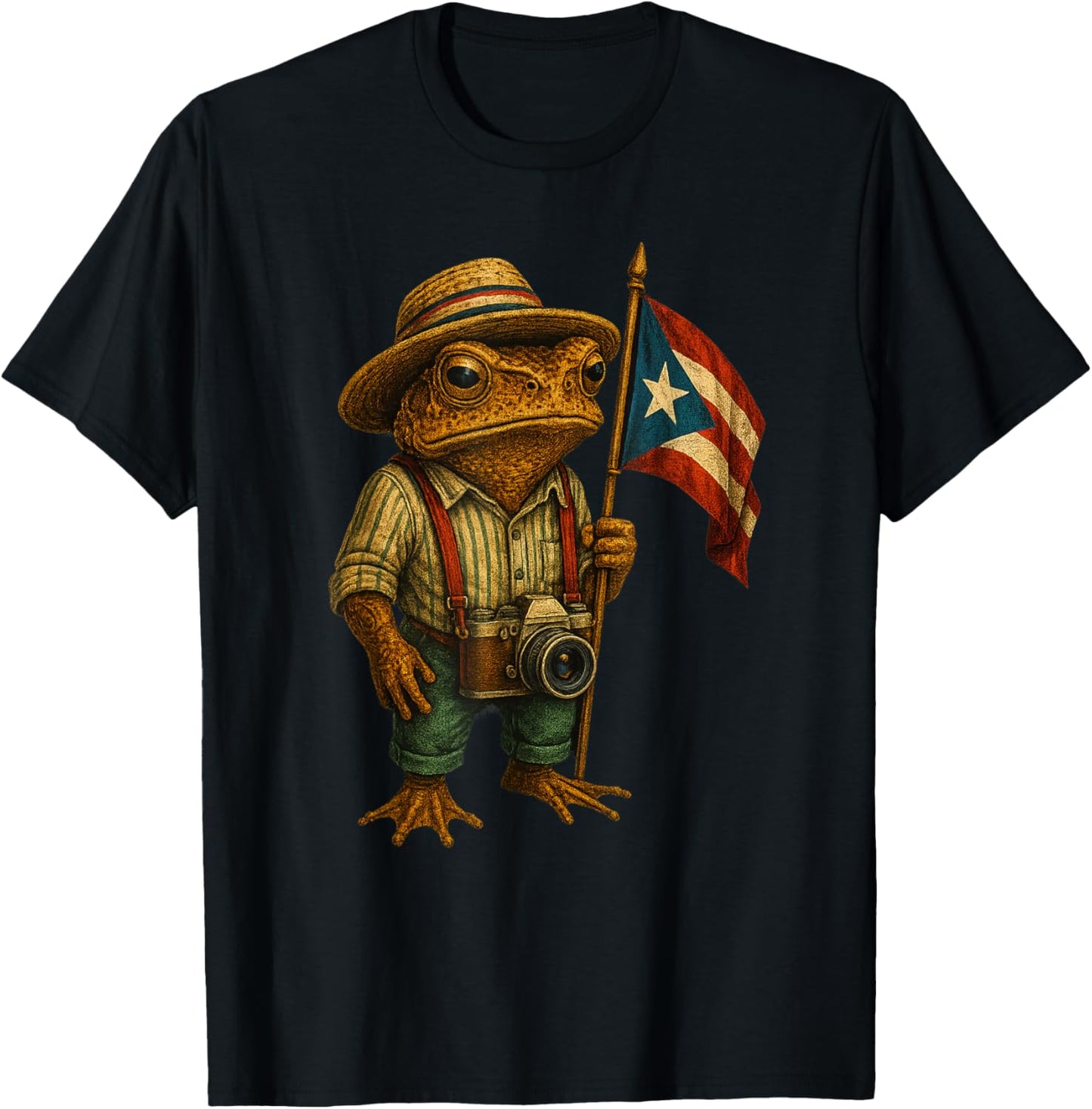 Coqui Frog Puerto Rico Puerto Rican Flag Taino Boricua T-Shirt - T-Shirt | Black