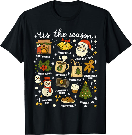 Christmas Tis The Season Vintage Funny Xmas Holiday Women T-Shirt - T-Shirt | Black