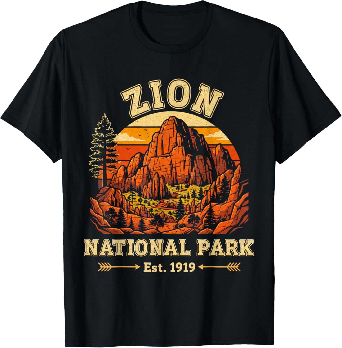 Zion National Park Utah USA Outdoor Vintage Men Women T-Shirt - T-Shirt | Black