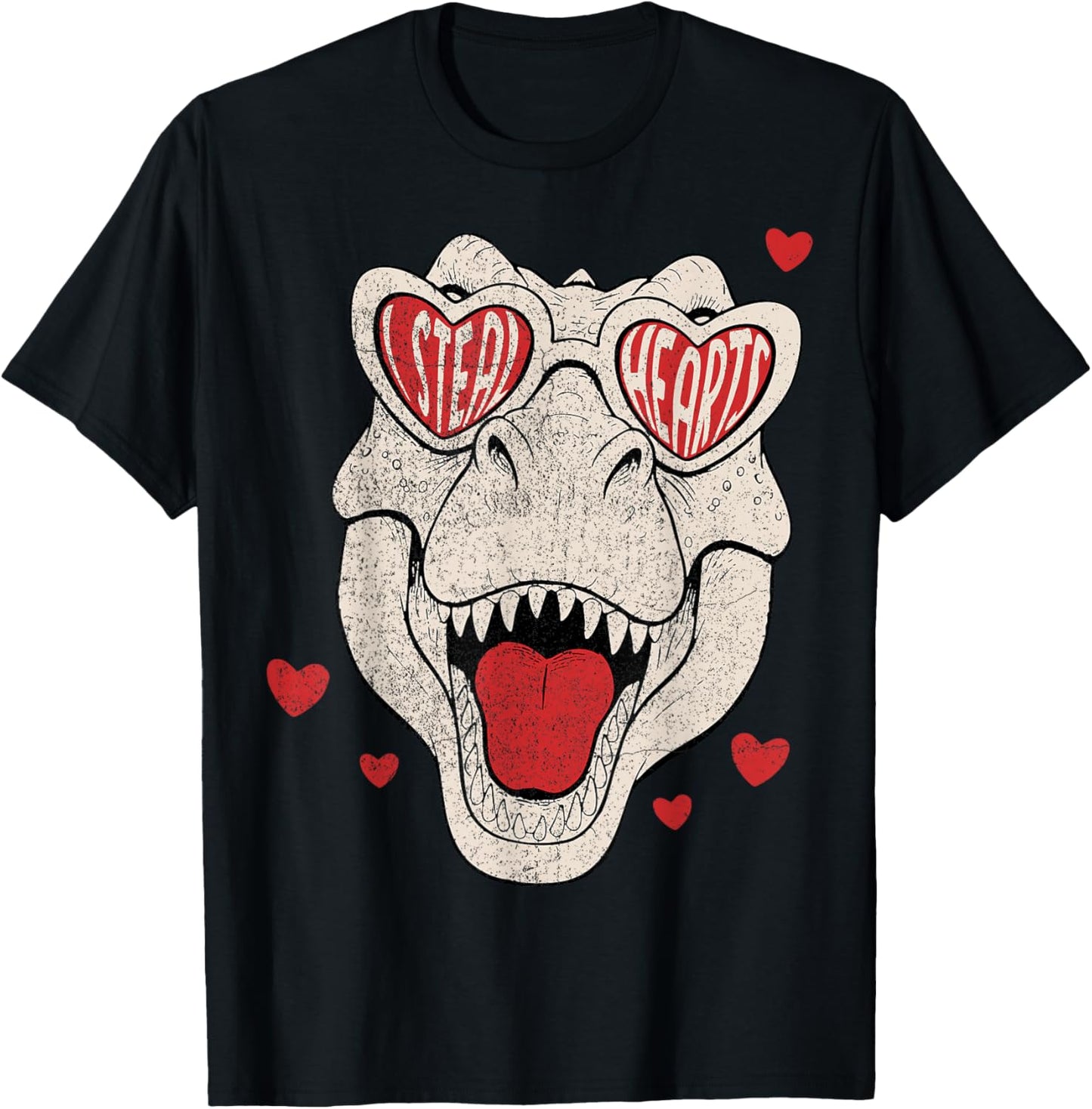 Kids I Steal Hearts Trex Dino Boy Valentines Toddler Kids T-Shirt - T-Shirt | Black