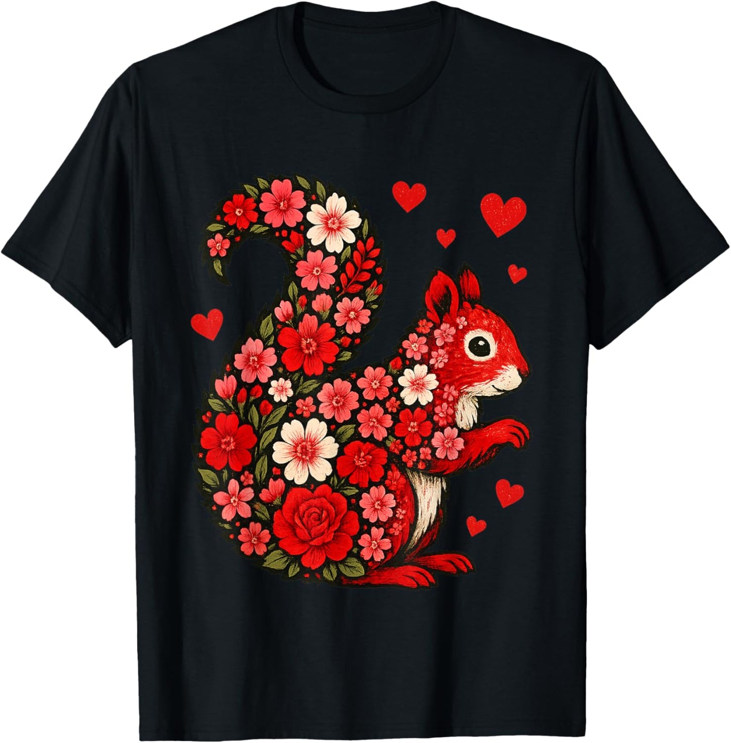 Cute Valentine Day Funny Girls Squirrel Valentines Day Women T-Shirt - T-Shirt | Black