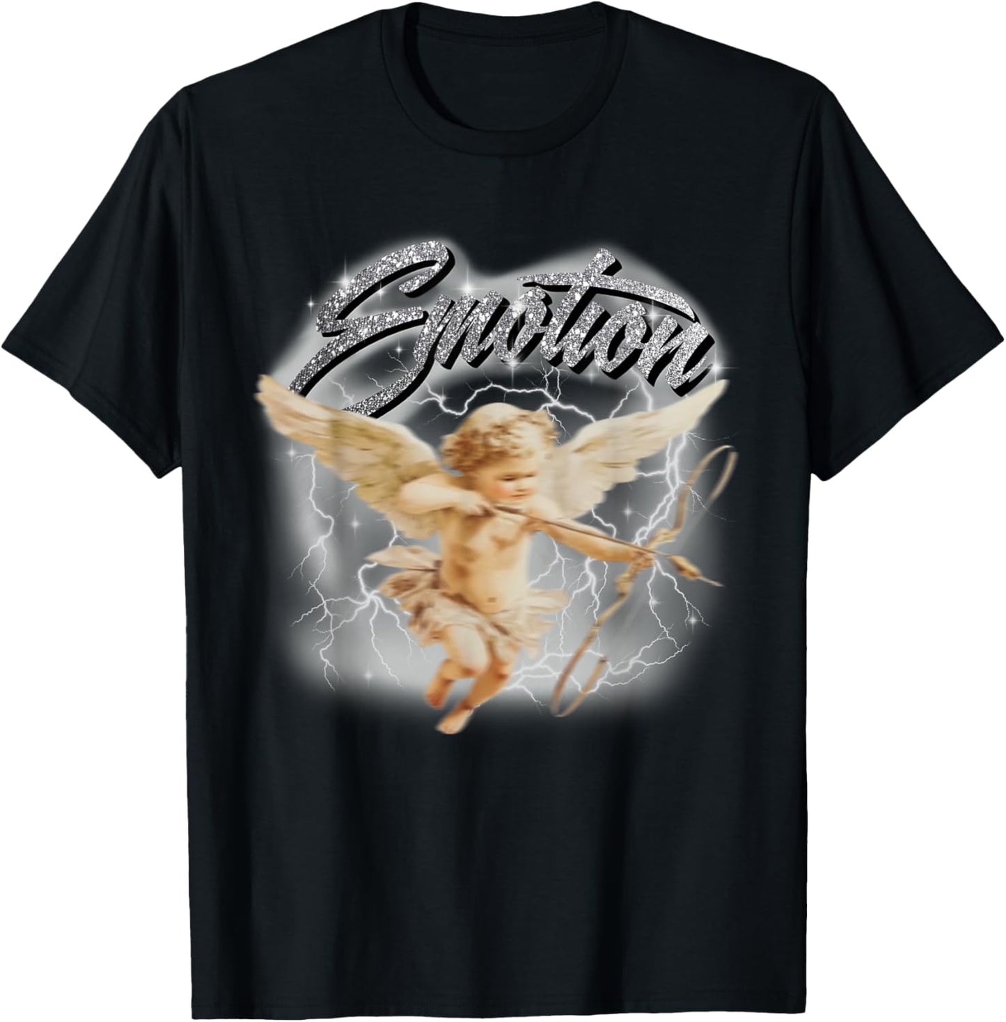 Emotion Cupid Angel Y2K Graphic Aesthetic Streetwear T-Shirt - T-Shirt | Black