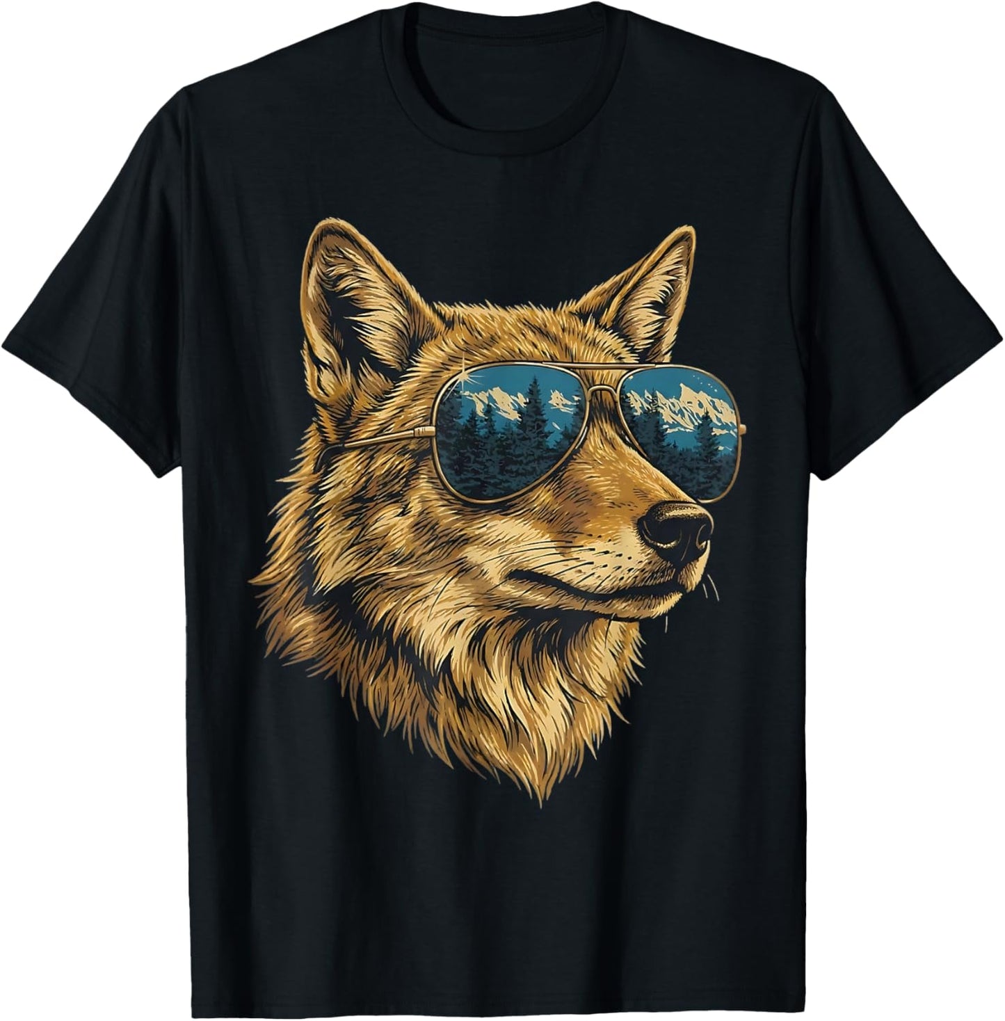 Cool Retro Coyote Sunglasses Wildlife Animal Boys Kids T-Shirt - T-Shirt | Black