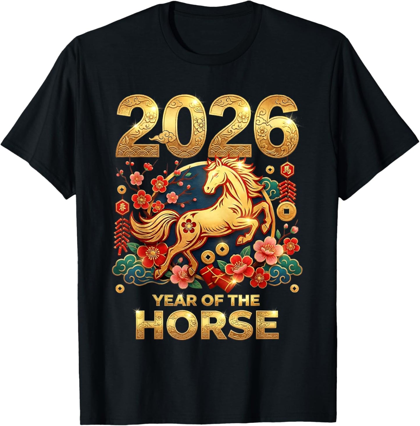 Chinese New Year 2026 Lunar New Year 2026 Year of The Horse T-Shirt - T-Shirt | Black
