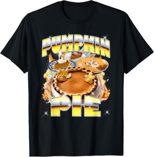 Thanksgiving Pumpkin Pie Bootleg 90's Rap Rock Vintage Funny T-Shirt - T-Shirt | Black