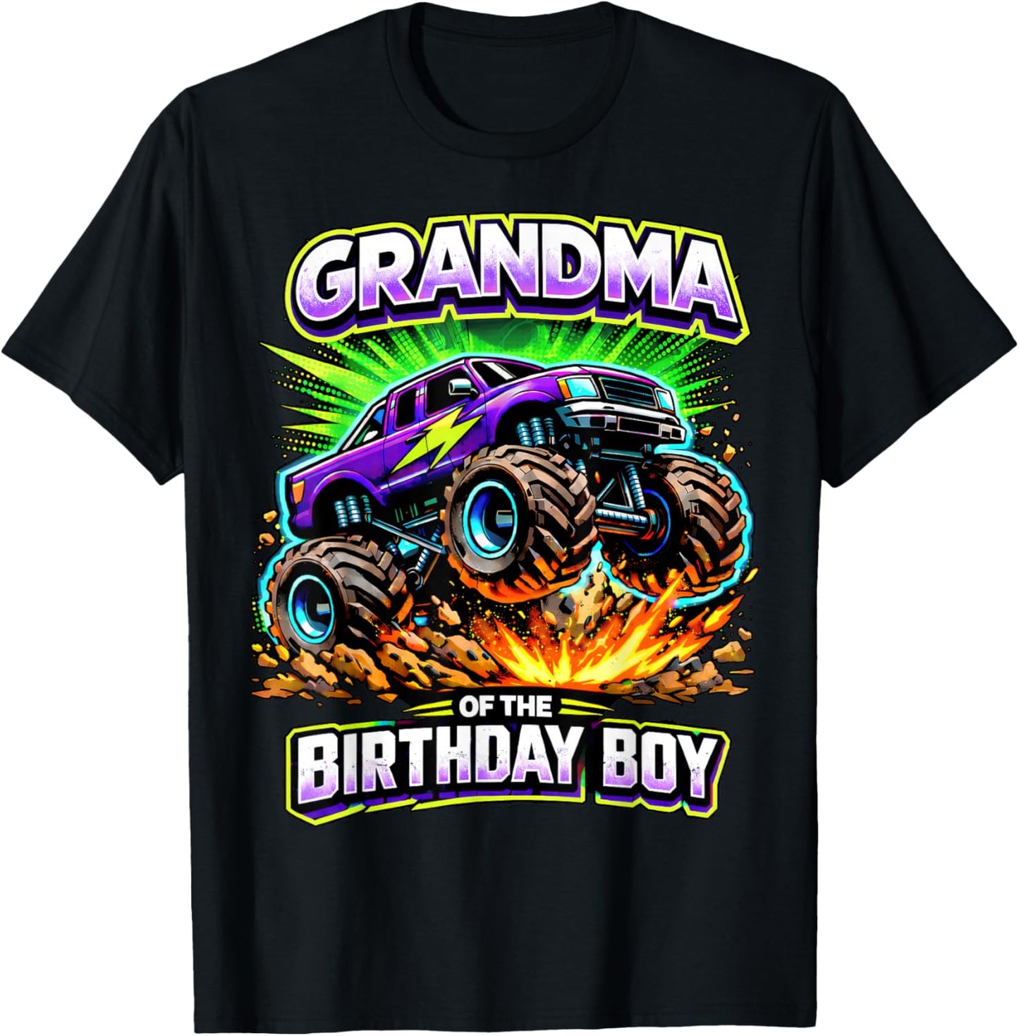 Grandma of The Birthday Boy Monster Truck Birthday Party T-Shirt - T-Shirt | Black