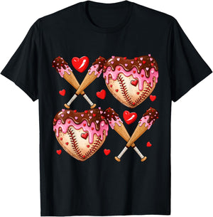 Valentines Day Drip Heart Baseball XOXO Boys Kids Men Sport T-Shirt - T-Shirt | Black