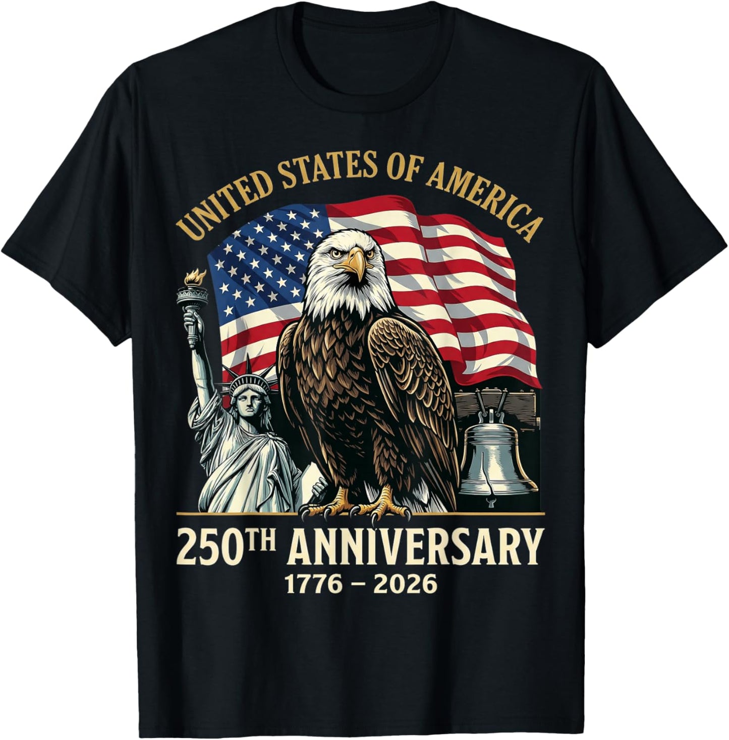 250th Anniversary USA Shirt Patriotic Freedom 4th of July T-Shirt - T-Shirt | Black