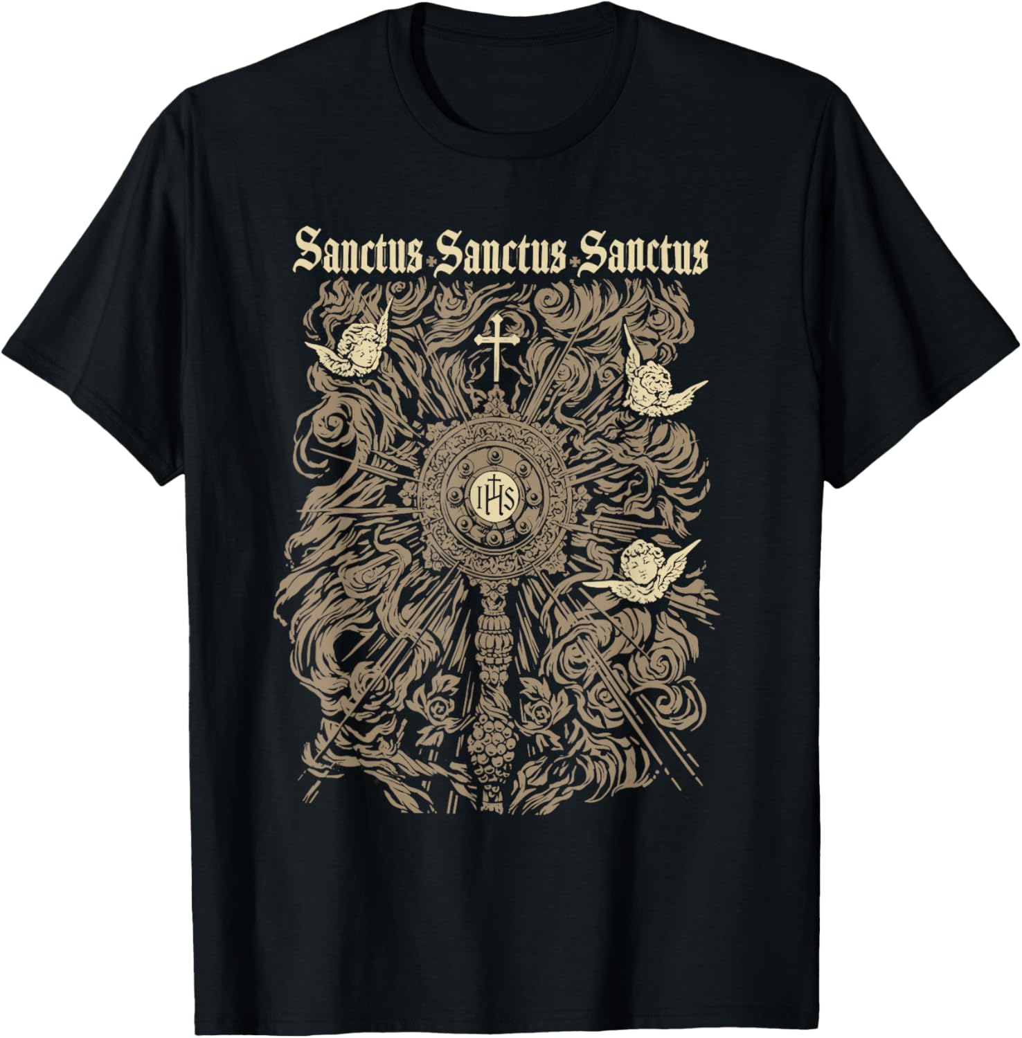 Sanctus Sanctus Sanctus Graphic Faith Apparel T-Shirt - T-Shirt | Black