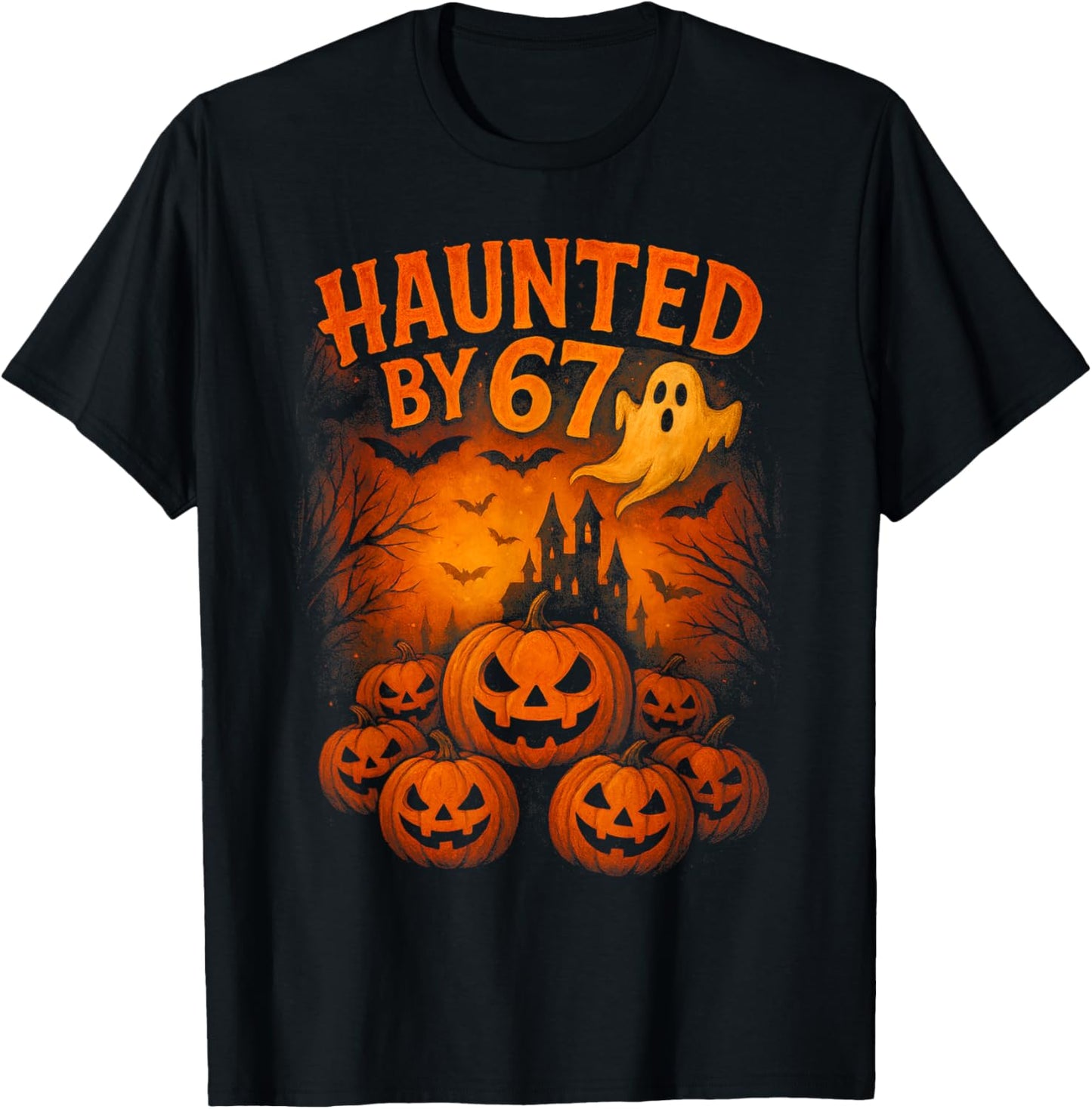 67 Meme Trendy Ghost Halloween Funny Six Seven Gen Alpha Z T-Shirt - T-Shirt | Black