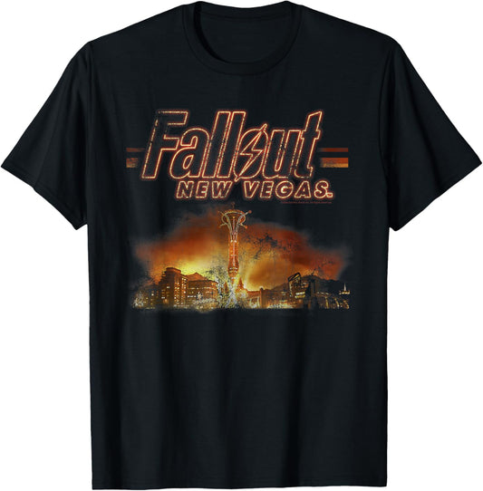 Fallout Video Game New Vegas Skyline Retro Souvenir Design T-Shirt - T-Shirt | Black