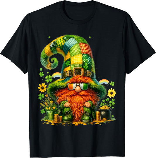 St Patrick’s Day Shenanigans Gnomes Shamrock Funny T-Shirt - T-Shirt | Black