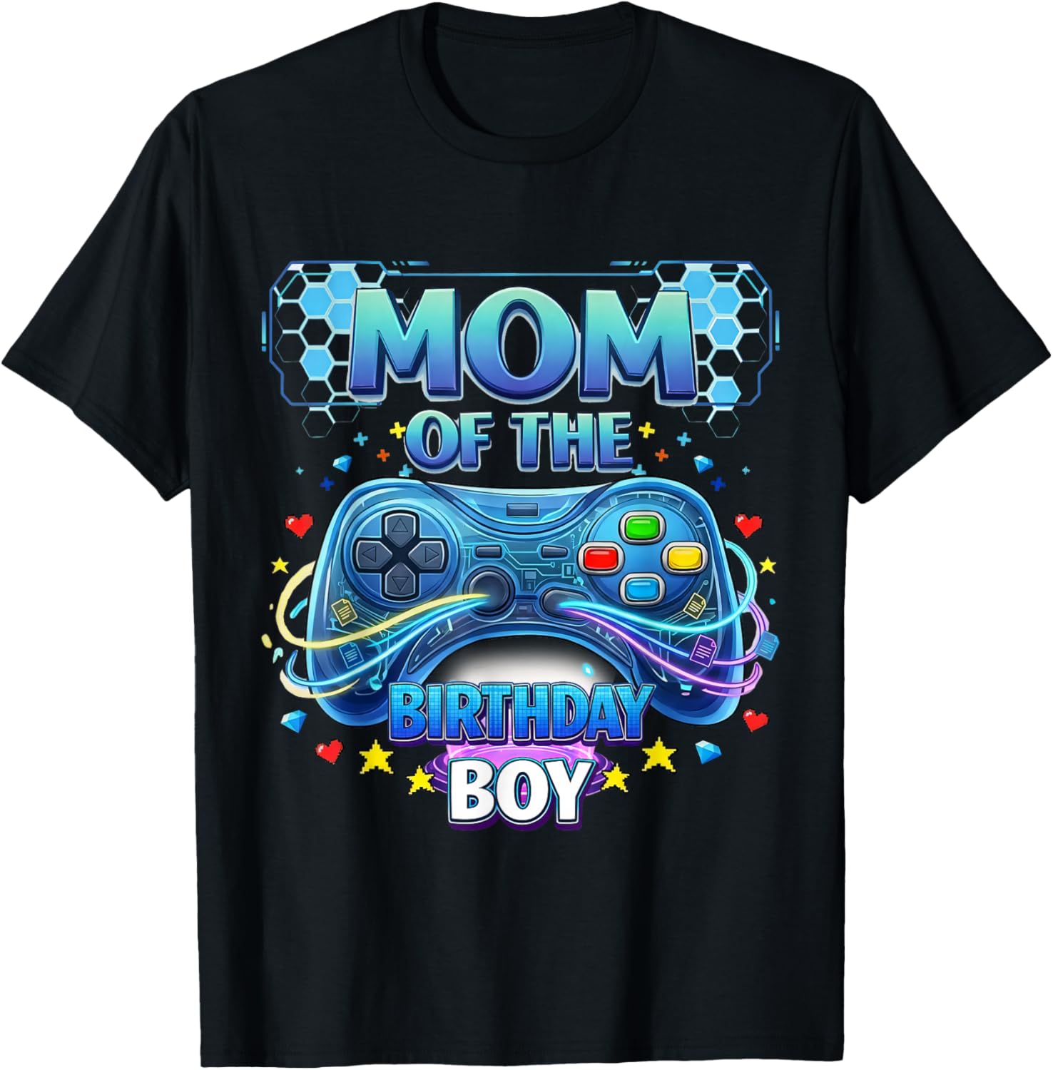 Mom of The Birthday Boy Matching Video Game Birthday Party T-Shirt - T-Shirt | Black