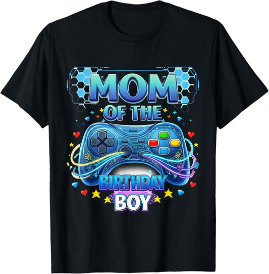 Mom of The Birthday Boy Matching Video Game Birthday Party T-Shirt - T-Shirt | Black