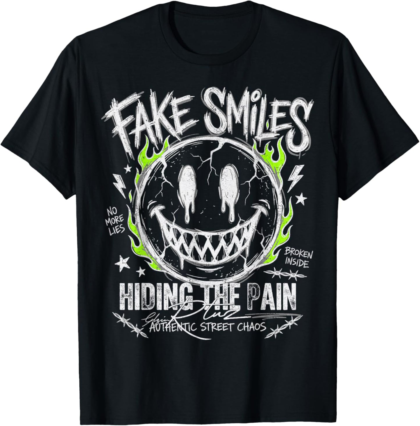 Aesthetic Vintage Streetwear Fashion Women Men Retro Smile T-Shirt - T-Shirt | Black