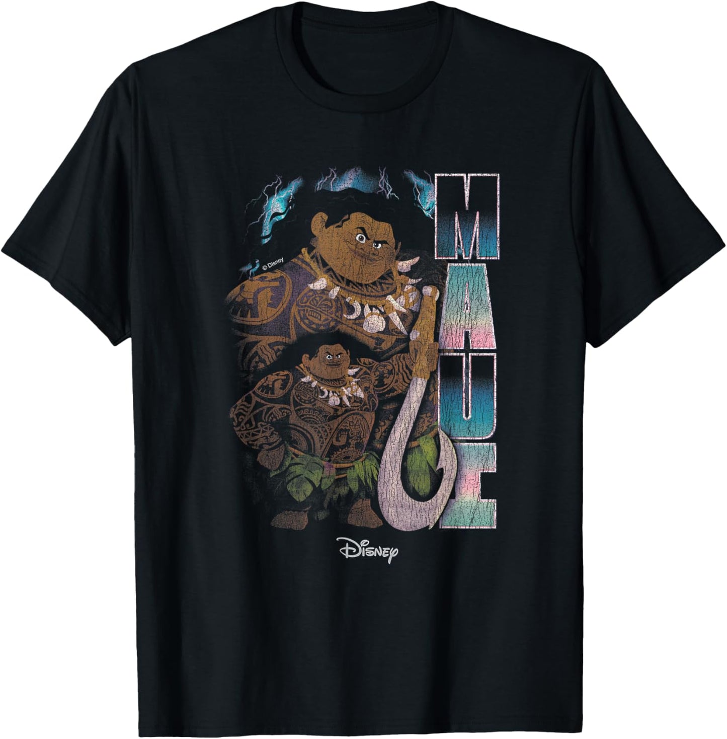 Disney Moana Maui Distressed T-Shirt - T-Shirt | Black