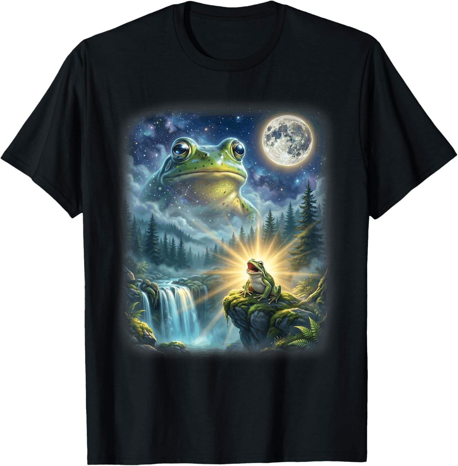 Frog in Fantasy World Funny Weird Frog T-Shirt - T-Shirt | Black