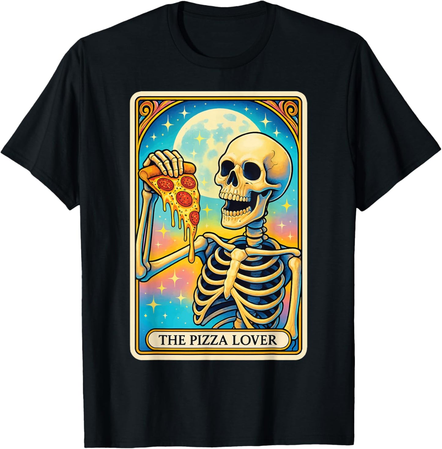 The Pizza Lover Tarot Card T-Shirt - T-Shirt | Black