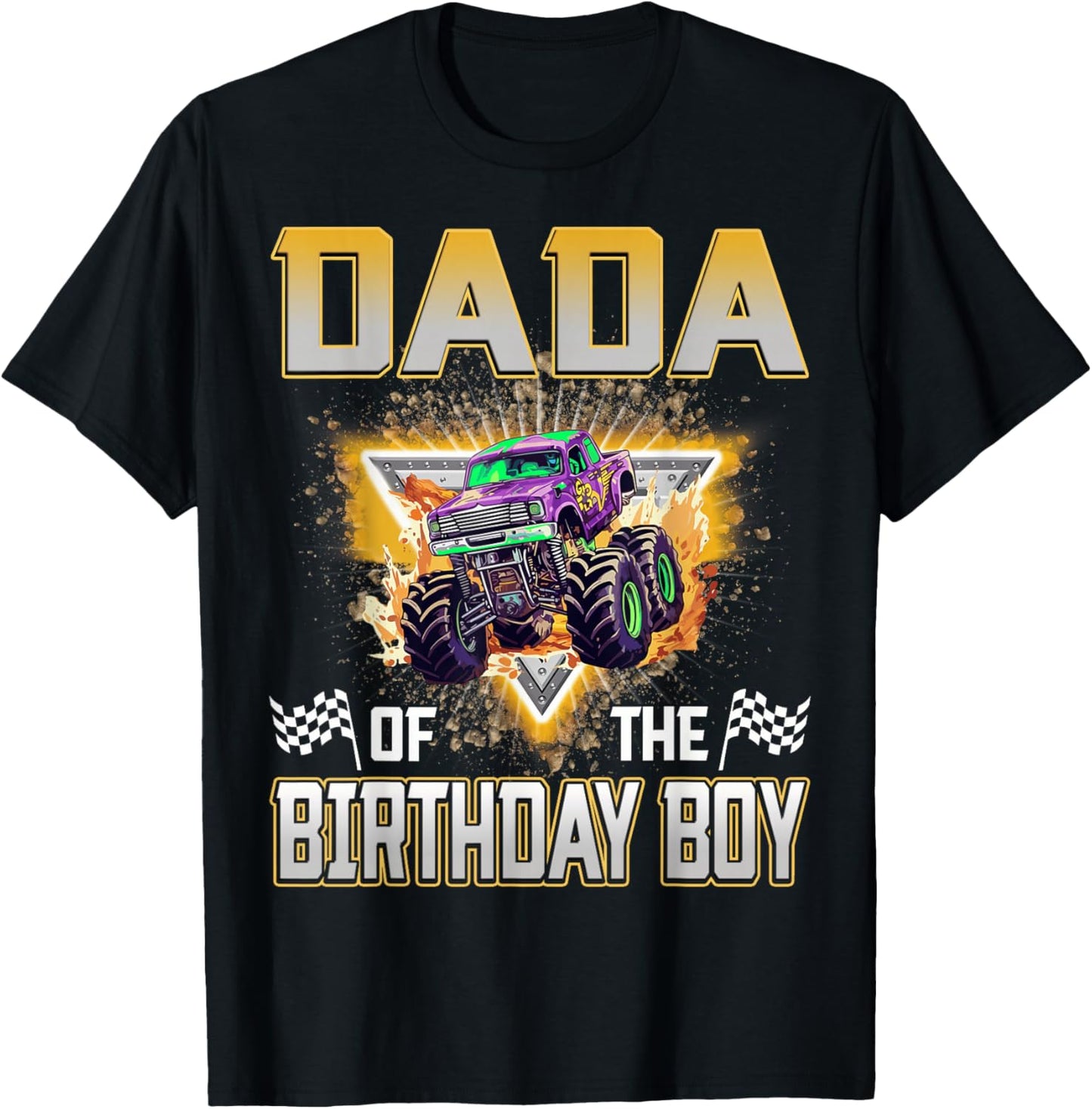 Dada of The Birthday Boy Monster Truck Birthday Family T-Shirt - T-Shirt | Black