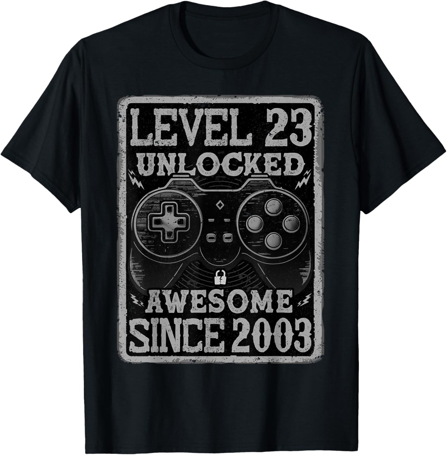 Level 23 Unlocked Awesome Since 2003 23rd Birthday Gaming T-Shirt - T-Shirt | Black