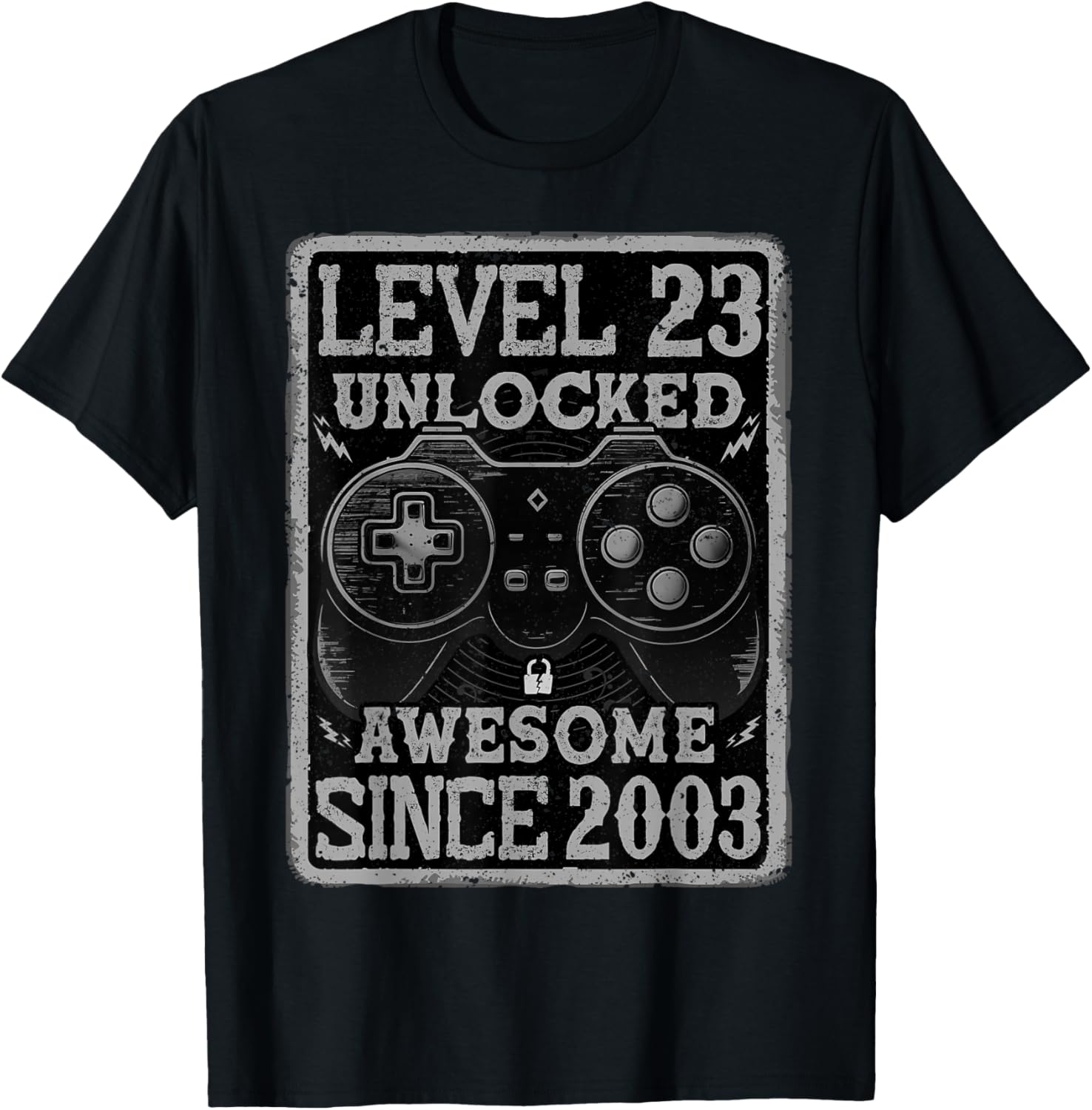 Level 23 Unlocked Awesome Since 2003 23rd Birthday Gaming T-Shirt - T-Shirt | Black
