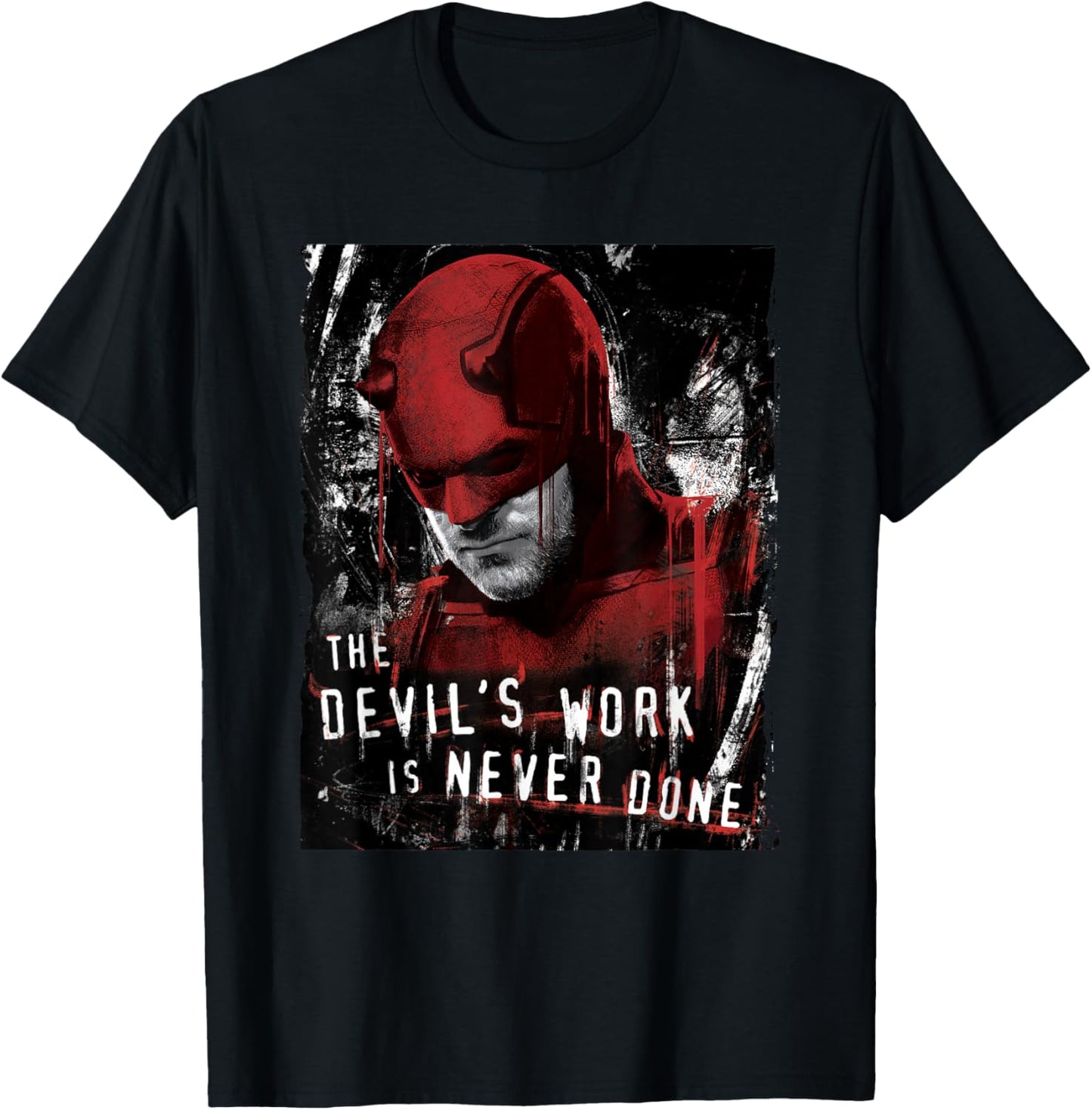 Marvel Daredevil: Born Again Matt The Devils Work Distressed T-Shirt - T-Shirt | Black