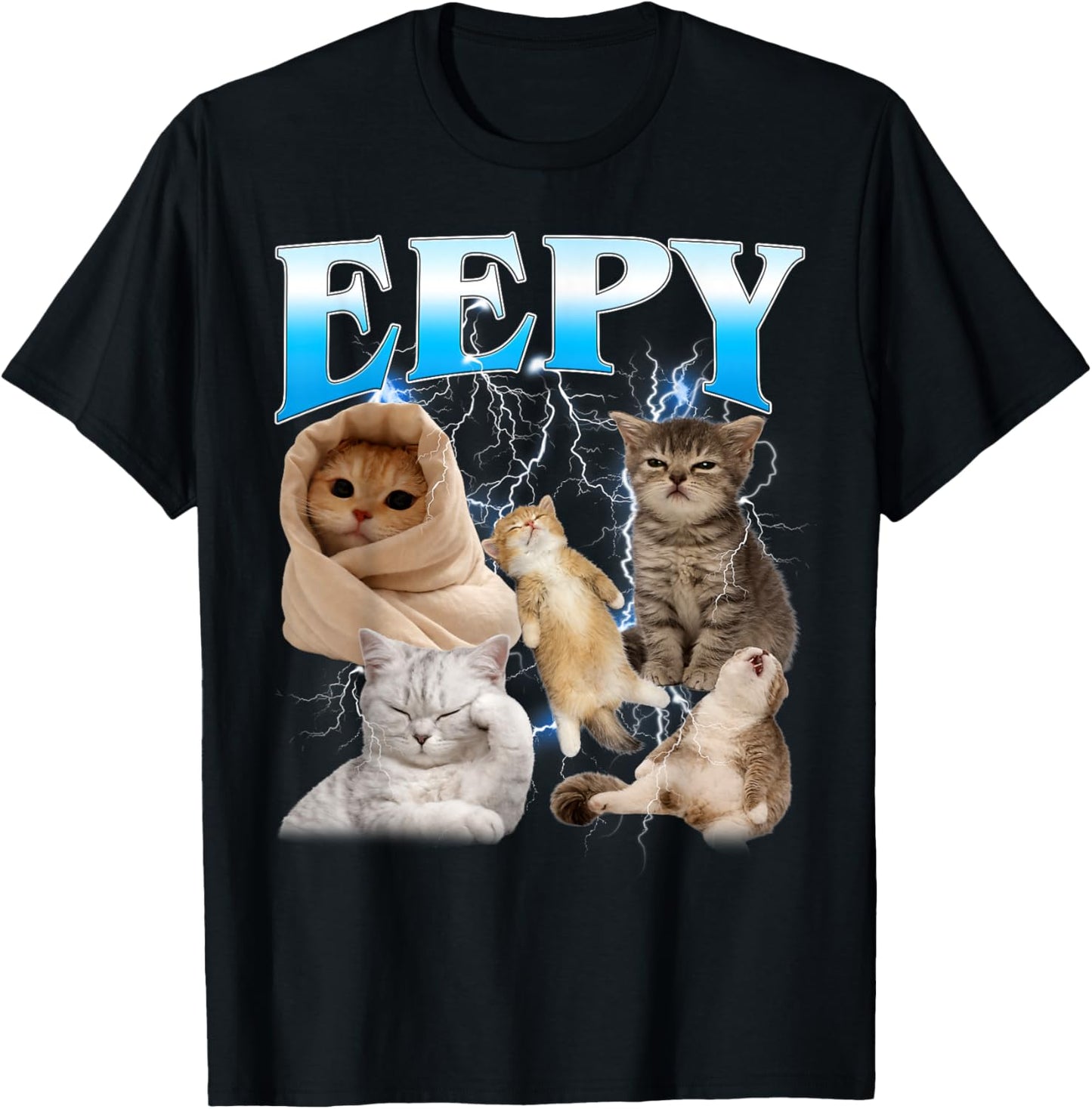 Eepy Cat Funny Silly Sleepy Cat Meme T-Shirt - T-Shirt | Black