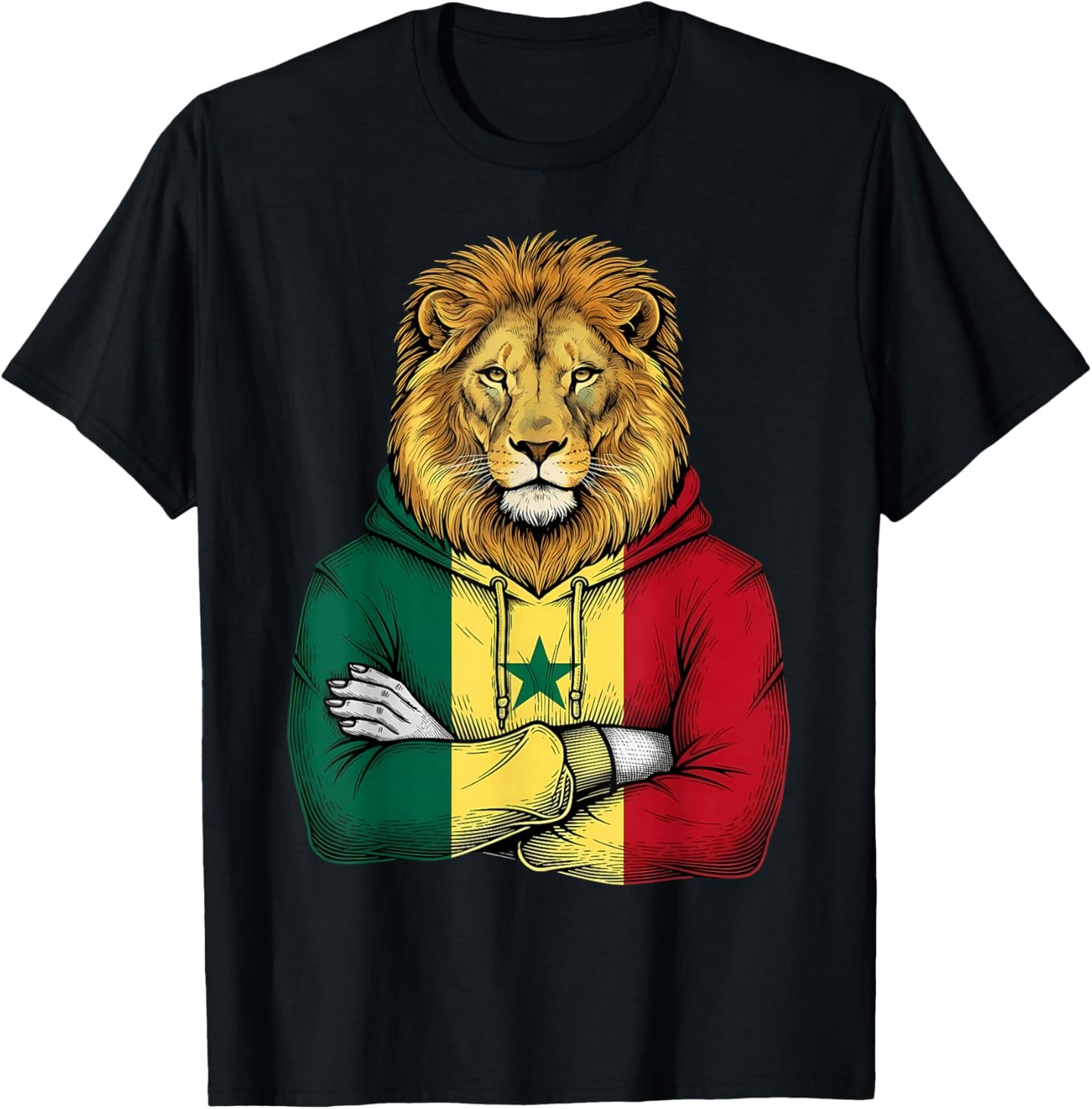 Senegal Flag Lion Senegalese Roots T-Shirt - T-Shirt | Black