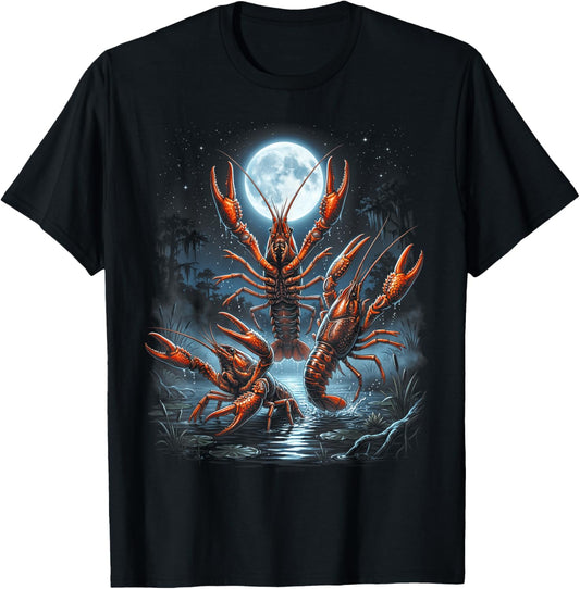 Three Crawfish Moon T-Shirt - T-Shirt | Black