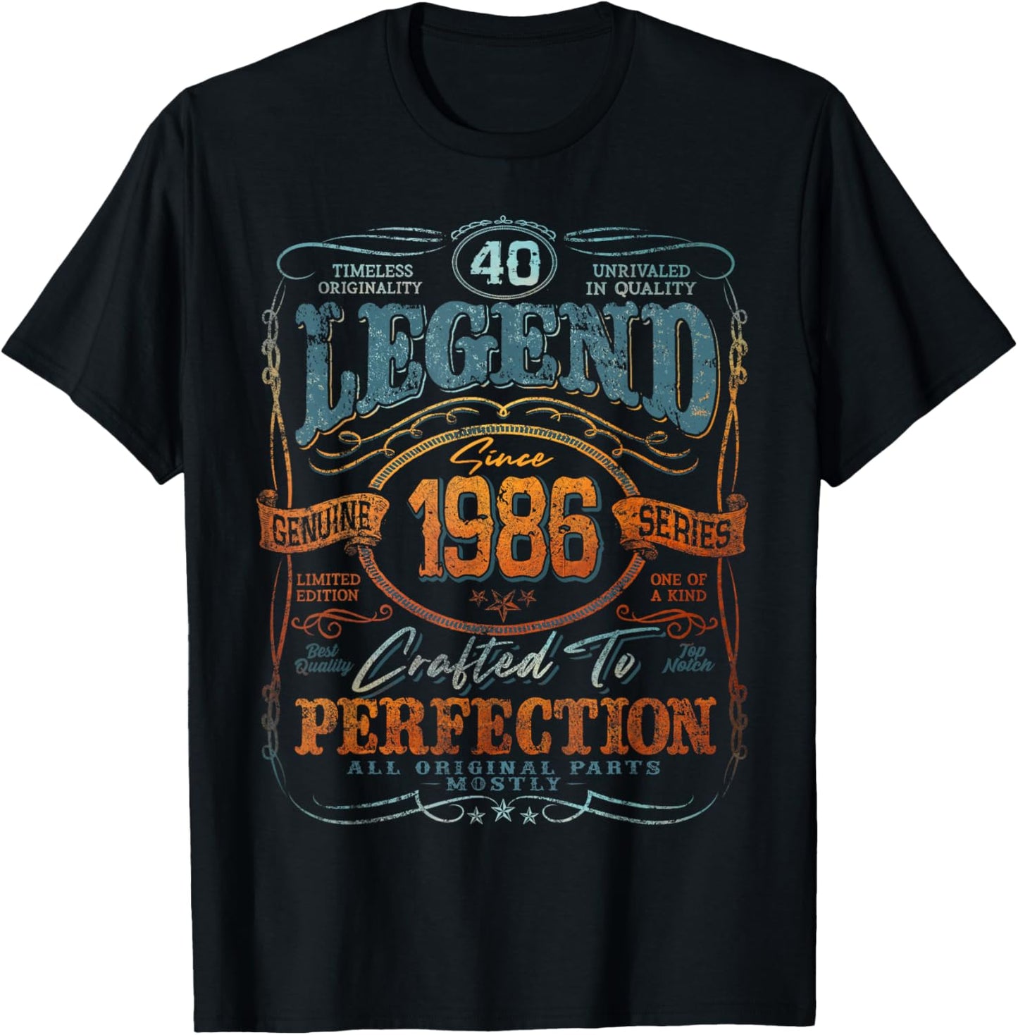 Vintage 1986 Limited Edition Shirt 40 Year Old 40th Birthday T-Shirt - T-Shirt | Black