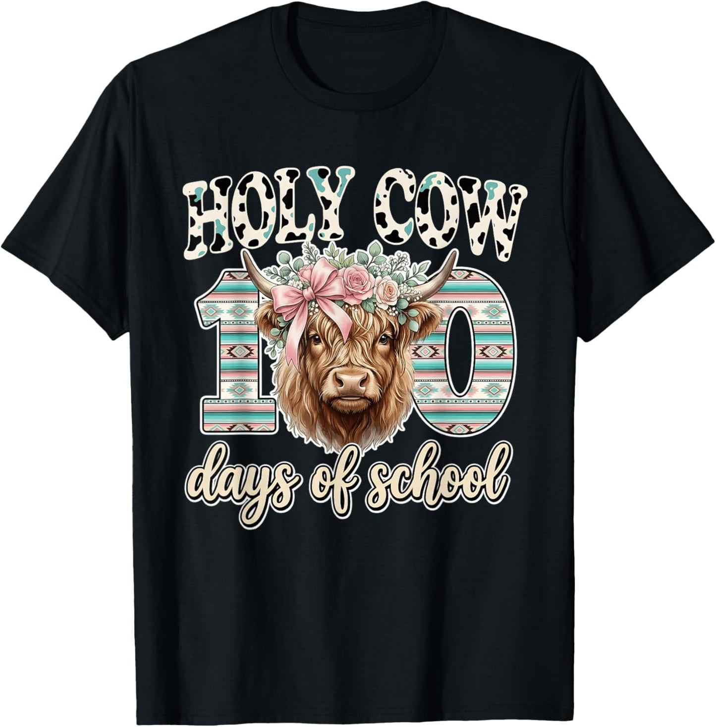 Holy Cow 100 Days of School 100th Day Smarter Teacher Kids T-Shirt - T-Shirt | Black
