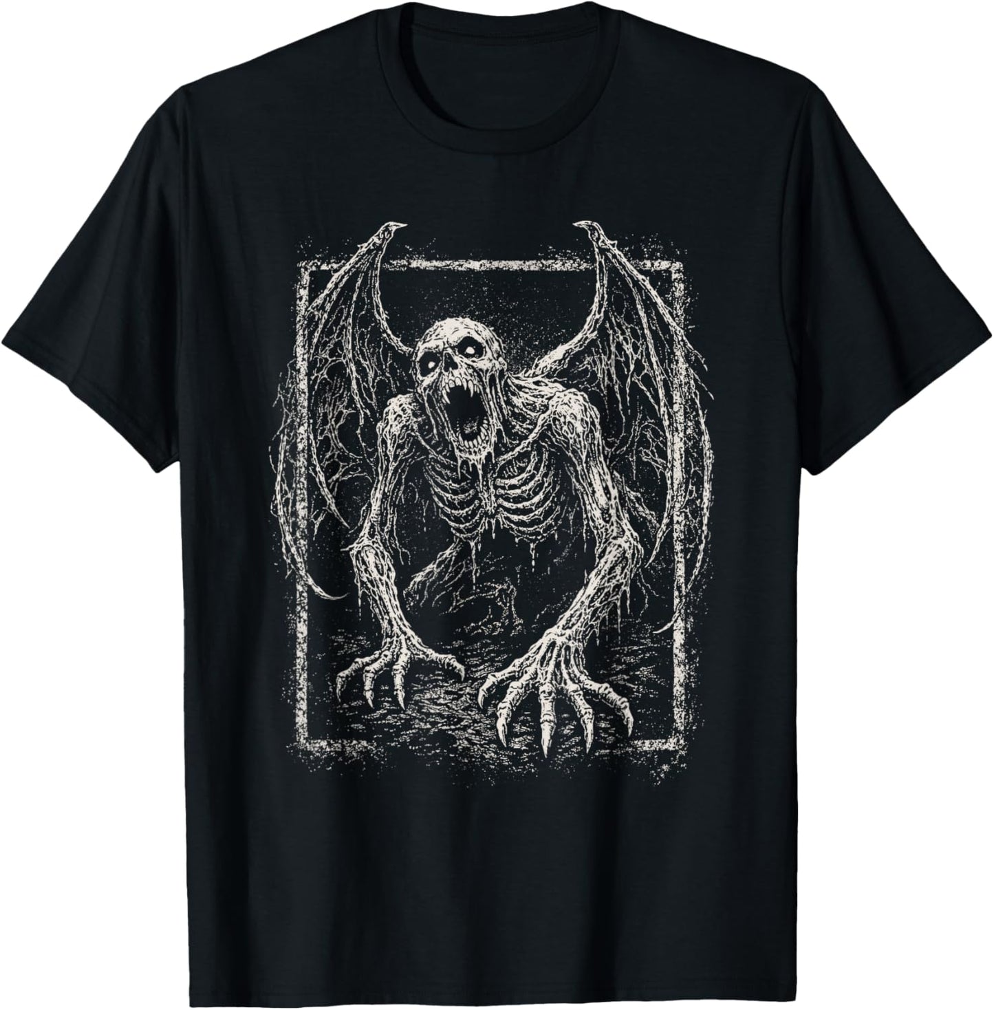 Demon Zombie Skeleton Horror Grave Goth Alt Alternative Art T-Shirt - T-Shirt | Black