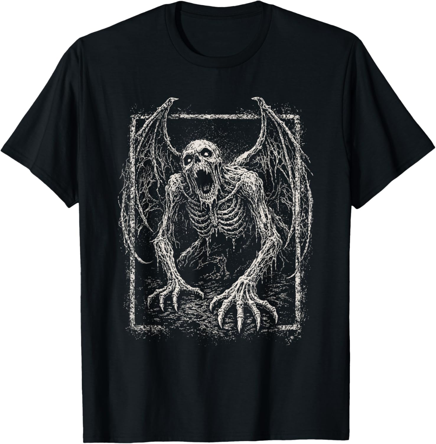 Demon Zombie Skeleton Horror Grave Goth Alt Alternative Art T-Shirt - T-Shirt | Black