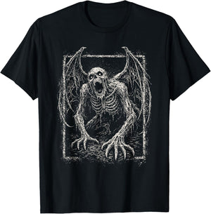 Demon Zombie Skeleton Horror Grave Goth Alt Alternative Art T-Shirt - T-Shirt | Black