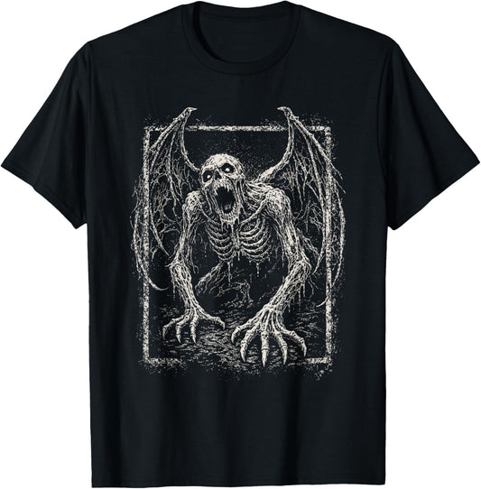 Demon Zombie Skeleton Horror Grave Goth Alt Alternative Art T-Shirt - T-Shirt | Black