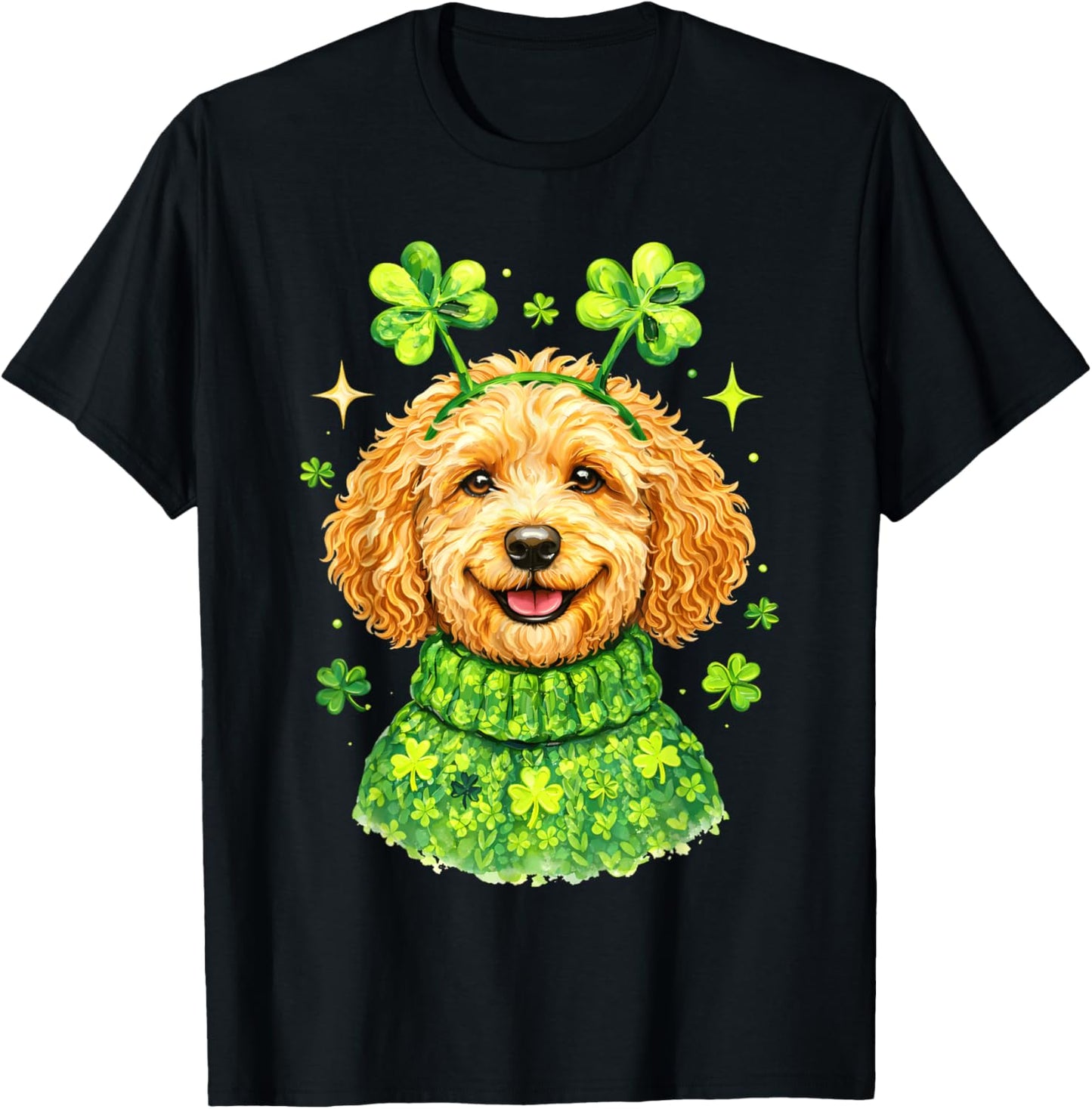 Happy Saint Patrick's Day Poodle Dog Puppy Lover Boys Girl T-Shirt - T-Shirt | Black