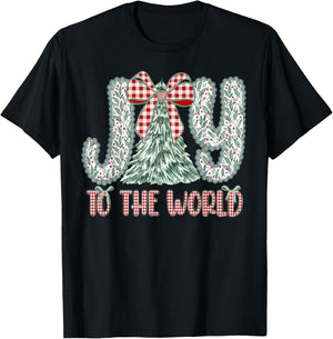 Joy to The World Jesus Christian Christmas Xmas Tree Holiday T-Shirt - T-Shirt | Black