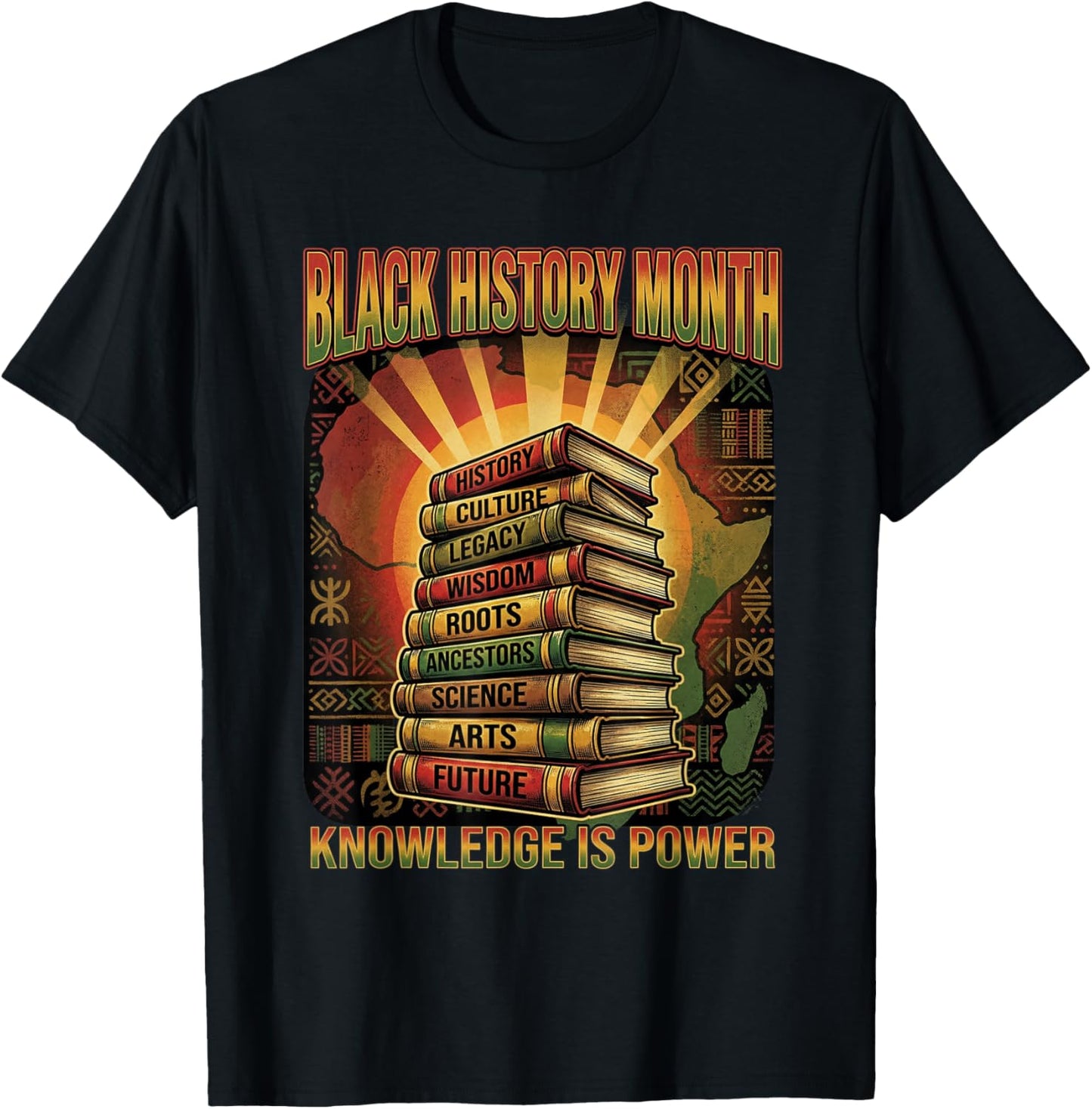 Black History Month Vintage Style Knowledge is Power T-Shirt - T-Shirt | Black